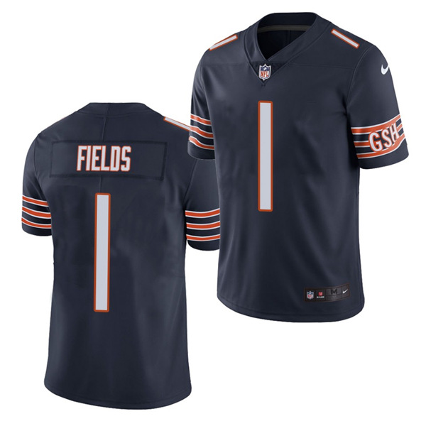 Men's Chicago Bears #1 Justin Fields Navy NFL 2021 Draft Vapor Untouchable Limited Stitched Jersey